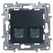 Legrand Etika антрацит розетка компьютерная 2-ая RJ45, кат.5е UTP 672655