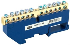 Шина нулевая IEK ШНИ-6х9-12-Д-С YNN10-69-12D-K07, на DIN-изоляторе