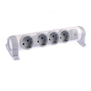 Legrand Комфорт Бело-серый Удлинитель 4x2К+З с выкл., без кабеля, фиксир. поворотный блок, возможно крепление к стене