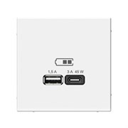 ArtGallery Белый USB Розетка A + тип-C 45Вт высокоскоростная зарядка QC, PD, механизм GAL000129 ArtGallery Белый USB Розетка A + тип-C 45Вт высокоскоростная зарядка QC, PD, механизм GAL000129