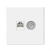 ArtGallery Белый Розетка двойная ТВ + компьютерная RJ45, кат. 5Е GAL000189 ArtGallery Белый Розетка двойная ТВ + компьютерная RJ45, кат. 5Е GAL000189