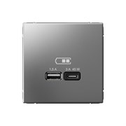 ArtGallery Сталь USB Розетка A + тип-C 45Вт высокоскоростная зарядка QC, PD, механизм GAL000929 ArtGallery Сталь USB Розетка A + тип-C 45Вт высокоскоростная зарядка QC, PD, механизм GAL000929
