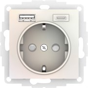 Systeme Electric AtlasDesign жемчуг розетка 16А с USB A+C (5В/2,4А/3 А, 2х5В/1,5А), мех ATN000432