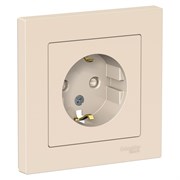 Systeme Electric AtlasDesign бежевый розетка с заземлением, со шторками, 16А, в сборе ATN000244