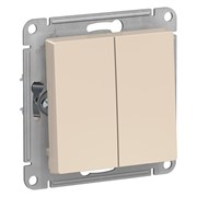 Systeme Electric AtlasDesign бежевый выключатель 2-клавишный с самовозвратом, сх.5, 10АХ, механизм ATN000217