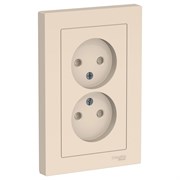 Systeme Electric AtlasDesign бежевый розетка без заземления, двойная, со шторками,16А, в сборе ATN000222