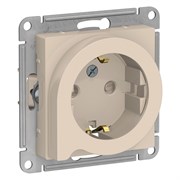 Systeme Electric AtlasDesign бежевый розетка с заземлением, со шторками с выталк., 16А, механизм ATN000247