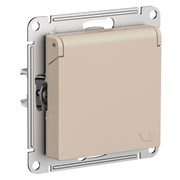 Systeme Electric AtlasDesign песочный розетка с заземлением, со шторками с крышкой, 16А, IP20, механизм ATN001246