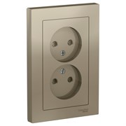 Systeme Electric AtlasDesign шампань розетка без заземления, двойная, со шторками,16А, в сборе ATN000522 Systeme Electric AtlasDesign шампань розетка без заземления, двойная, со шторками,16А, в сборе ATN000522