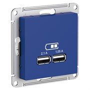 Systeme Electric AtlasDesign аквамарин розетка USB A+A, 5В/2,1 А, 2х5В/1,05 А, механизм ATN001133 Systeme Electric AtlasDesign аквамарин розетка USB A+A, 5В/2,1 А, 2х5В/1,05 А, механизм ATN001133