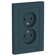 Systeme Electric AtlasDesign изумруд розетка без заземления, двойная, 16А, в сборе ATN000820