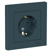 Systeme Electric AtlasDesign изумруд розетка с заземлением, со шторками, 16А, в сборе ATN000844