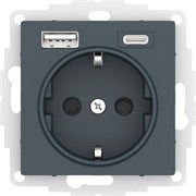 Systeme Electric AtlasDesign изумруд розетка 16А с USB A+С (5В/2,4А/3 А, 2х5В/1,5А), мех ATN000832