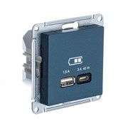 Systeme Electric AtlasDesign изумруд USB розетка A + тип-C 45W высокоскор.заряд. QC,PD, механизм ATN000829