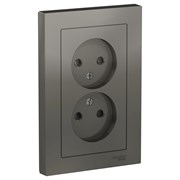 Systeme Electric AtlasDesign сталь розетка без заземления, двойная, со шторками,16А, в сборе ATN000922 Systeme Electric AtlasDesign сталь розетка без заземления, двойная, со шторками,16А, в сборе ATN000922