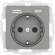 Systeme Electric AtlasDesign сталь розетка 16А с USB A+C (5В/2,4А/3 А, 2х5В/1,5А), мех ATN000932 Systeme Electric AtlasDesign сталь розетка 16А с USB A+C (5В/2,4А/3 А, 2х5В/1,5А), мех ATN000932