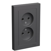 Systeme Electric AtlasDesign базальт розетка двойная б/з,16А, в сборе ATN001420