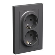 Systeme Electric AtlasDesign базальт розетка двойная с заземлением, 16А, в сборе ATN001424