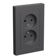 Systeme Electric AtlasDesign базальт розетка двойная без заземления, со шторками,16А, в сборе ATN001422