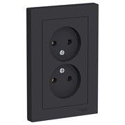 Systeme Electric AtlasDesign карбон розетка без заземления, двойная, 16А, в сборе ATN001020