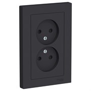 Systeme Electric AtlasDesign карбон розетка без заземления, двойная, со шторками,16А, в сборе ATN001022