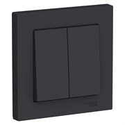 Systeme Electric AtlasDesign карбон выключатель 2-клавишный сх.5, 10АХ, в сборе ATN001052