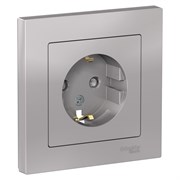 Systeme Electric AtlasDesign алюминий розетка с заземлением, со шторками, 16А, в сборе ATN000344 Systeme Electric AtlasDesign алюминий розетка с заземлением, со шторками, 16А, в сборе ATN000344
