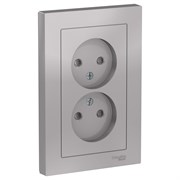 Systeme Electric AtlasDesign алюминий розетка без заземления, двойная, со шторками, 16А, в сборе ATN000322 Systeme Electric AtlasDesign алюминий розетка без заземления, двойная, со шторками, 16А, в сборе ATN000322