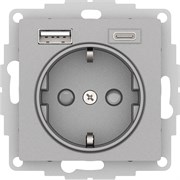 Systeme Electric AtlasDesign алюминий розетка 16А с USB A+C (5В/2,4А/3 А, 2х5В/1,5А), мех ATN000332 Systeme Electric AtlasDesign алюминий розетка 16А с USB A+C (5В/2,4А/3 А, 2х5В/1,5А), мех ATN000332