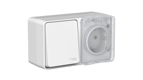 Systeme Electric AtlasDesign Profi54 Наруж Серый Блок: Роз. з/к со шт. 16А, Выкл.1-клав.10А ATN543070