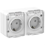Systeme Electric AtlasDesign Profi54 наружный белый розетка 2-ая с заземлением, со шт., 16А 250B IP54 ATN540126