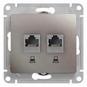 Glossa платина розетка 2-ая компьютерная RJ45+RJ45, кат.5E GSL001285KK