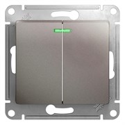Glossa платина выключатель 2-клавишный с подсветкой, сх.5а, 10AX GSL001253