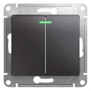 Glossa графит выключатель 2-клавишный с подсветкой, сх.5а, 10AX GSL001353