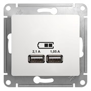 Glossa белый розетка USB 5В/2,1А, 2х5В/1,05А GSL000133