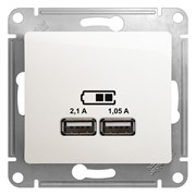 Glossa перламутр розетка USB 5В/2,1А, 2х5В/1,05А GSL000633