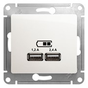 Glossa перламутр USB розетка A+С, 5В/2,4А, 2х5В/1,2 А GSL000639