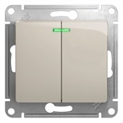 Glossa молочный выключатель 2-клавишный с подсветкой, сх.5а, 10AX GSL000953