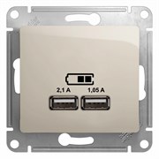 Glossa молочный розетка USB 5В/2,1А, 2х5В/1,05А GSL000933
