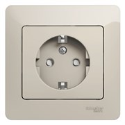Glossa молочный розетка с заземлением, со шторками (в сборе) GSL000944
