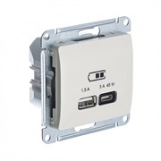 Glossa молочный USB розетка A + тип-C 45W высокоскоростная зарядка QC, PD, механизм GSL000929