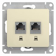 Glossa бежевый розетка 2-ая компьютерная RJ45+RJ45, кат.5E GSL000285KK