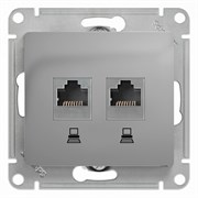 Glossa алюминий розетка 2-ая компьютерная RJ45+RJ45, кат.5E GSL000385KK