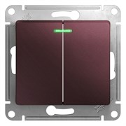 Glossa баклажановый выключатель 2-клавишный с подсветкой, сх.5а, 10AX GSL001153