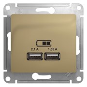 Glossa титан розетка USB 5В/2,1А, 2х5В/1,05А GSL000433