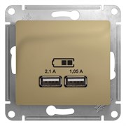 GLOSSA Механизм розетки USB в рамку, 5В/2100мА    титан GSL000433 pe825482