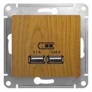 Glossa дерево дуб розетка USB 5В/2,1А, 2х5В/1,05А GSL000533
