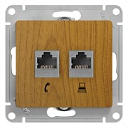 Glossa дерево дуб розетка 2-я RJ11+RJ45, кат.5E GSL000585