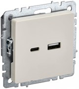 IEK Brite Base бежевый розетка USB A+C 18Вт BR-U22-018-K10