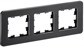 IEK Brite Decor чёрный металл скруглённые углы рамка 3 места BR-M32-M-01-K02 IEK Brite Decor чёрный металл скруглённые углы рамка 3 места BR-M32-M-01-K02